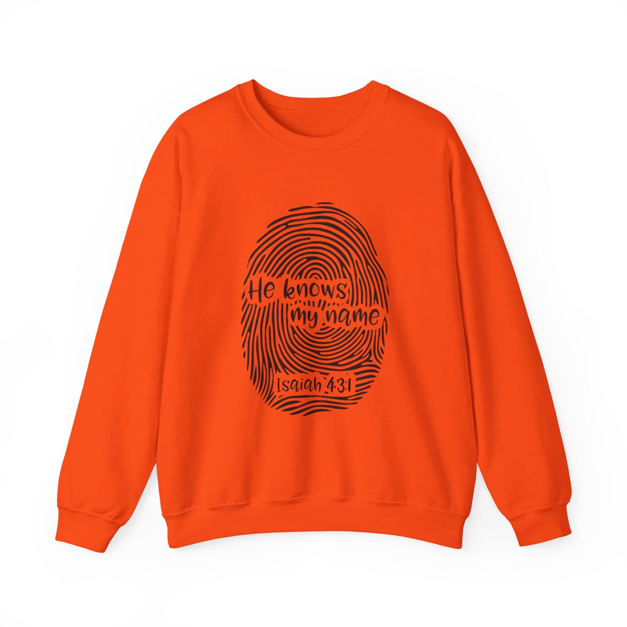 He Knows My Name fingerprint design Sweatshirt | Isaiah 43:1 faith pullover