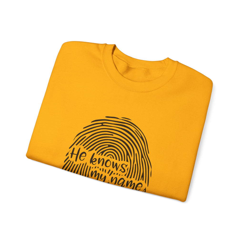 He Knows My Name fingerprint design Sweatshirt | Isaiah 43:1 faith pullover
