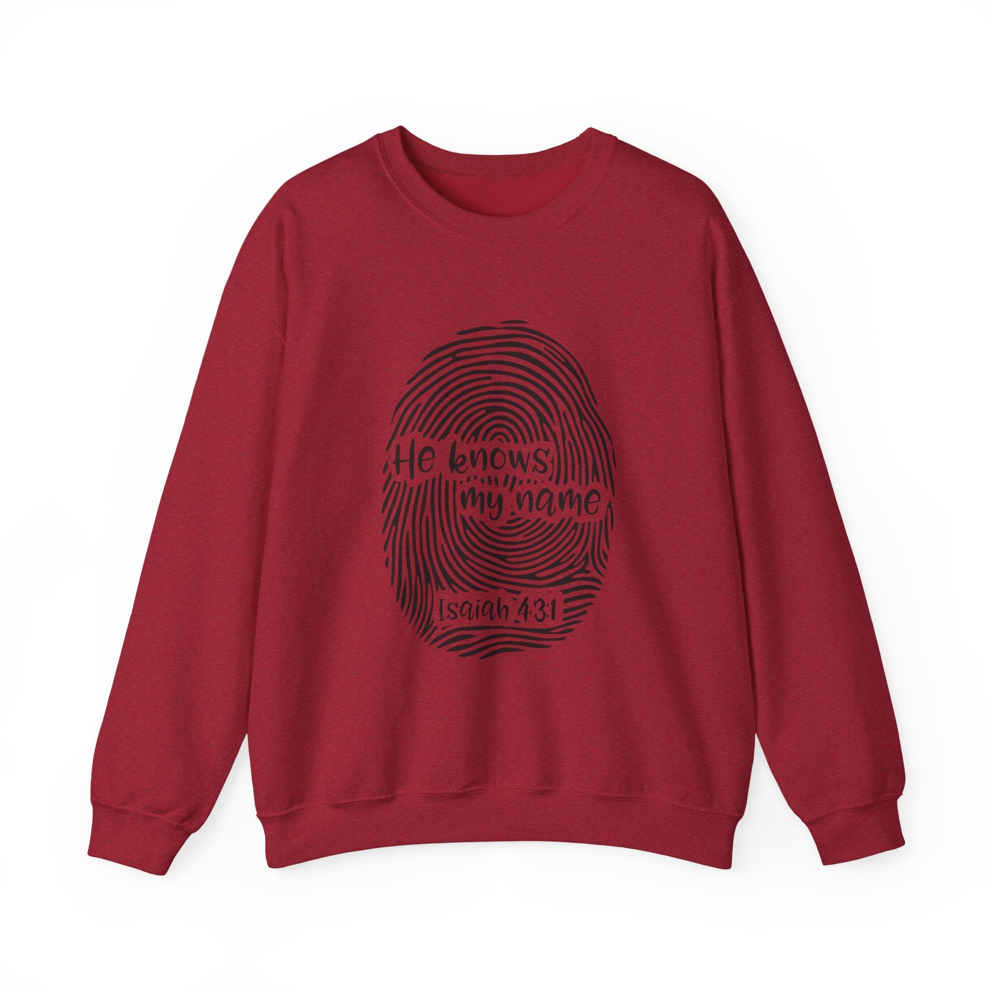 He Knows My Name fingerprint design Sweatshirt | Isaiah 43:1 faith pullover