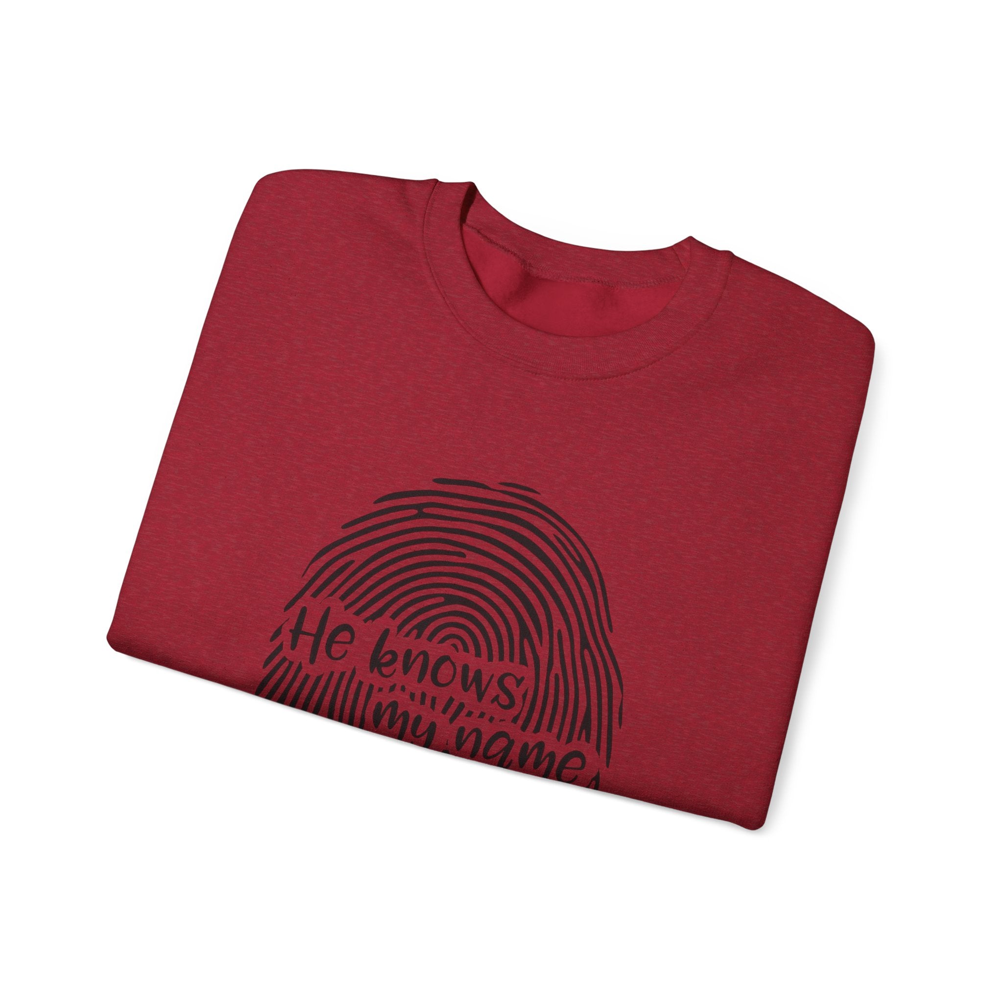 He Knows My Name fingerprint design Sweatshirt | Isaiah 43:1 faith pullover