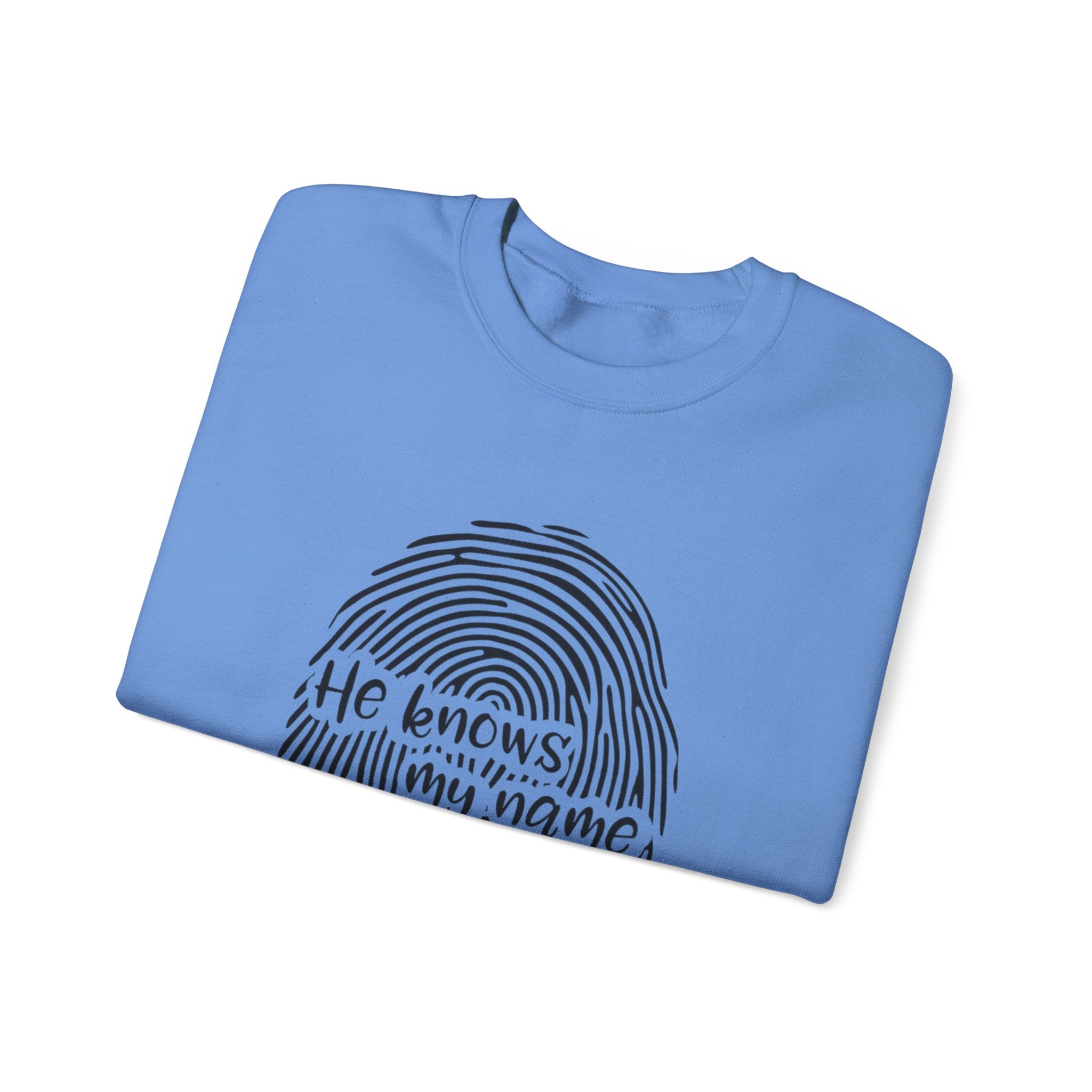 He Knows My Name fingerprint design Sweatshirt | Isaiah 43:1 faith pullover
