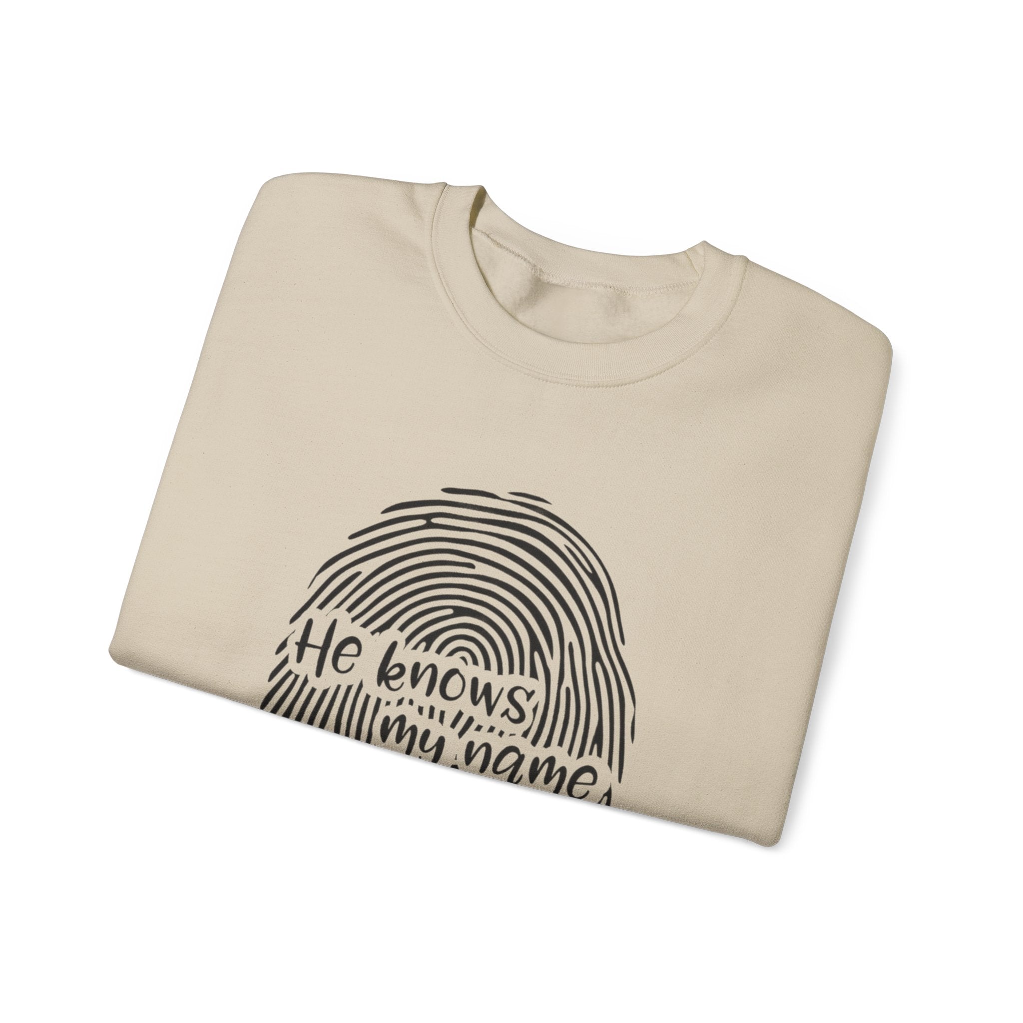 He Knows My Name fingerprint design Sweatshirt | Isaiah 43:1 faith pullover
