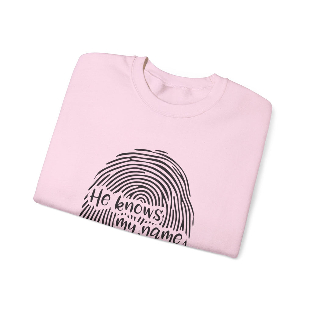 He Knows My Name fingerprint design Sweatshirt | Isaiah 43:1 faith pullover