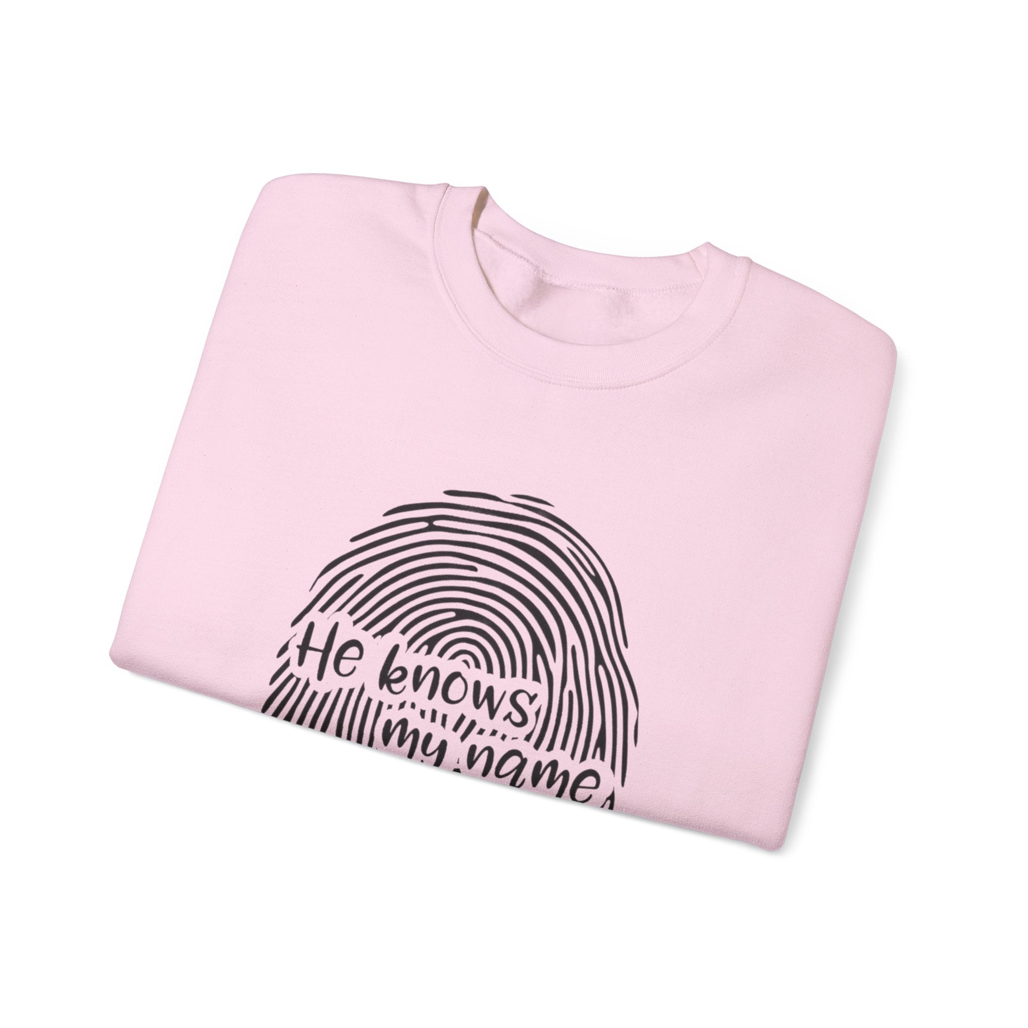 He Knows My Name fingerprint design Sweatshirt | Isaiah 43:1 faith pullover
