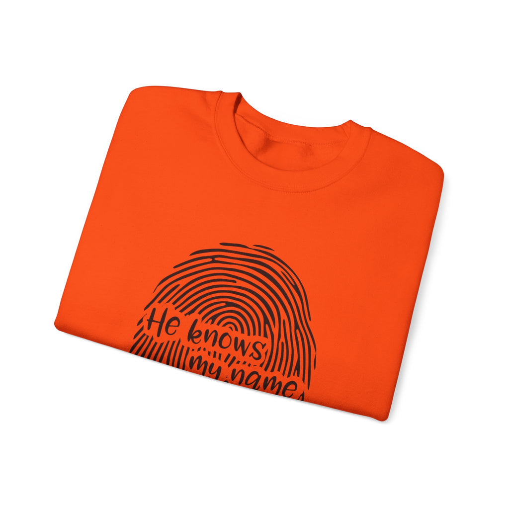 He Knows My Name fingerprint design Sweatshirt | Isaiah 43:1 faith pullover