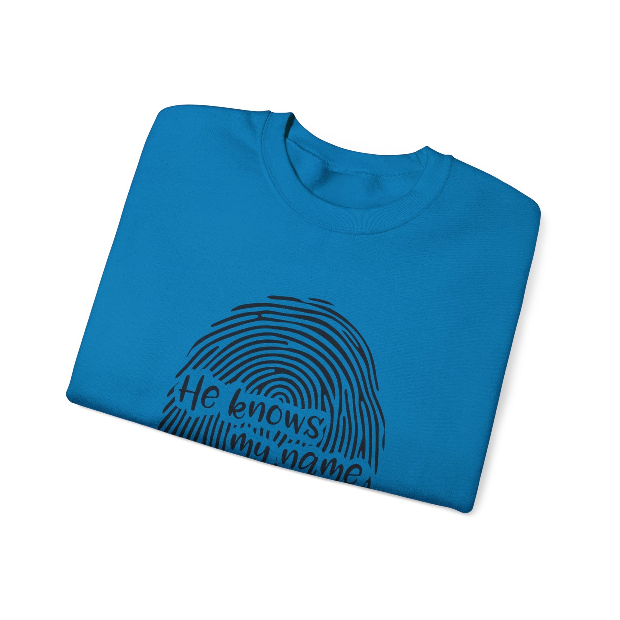 He Knows My Name fingerprint design Sweatshirt | Isaiah 43:1 faith pullover