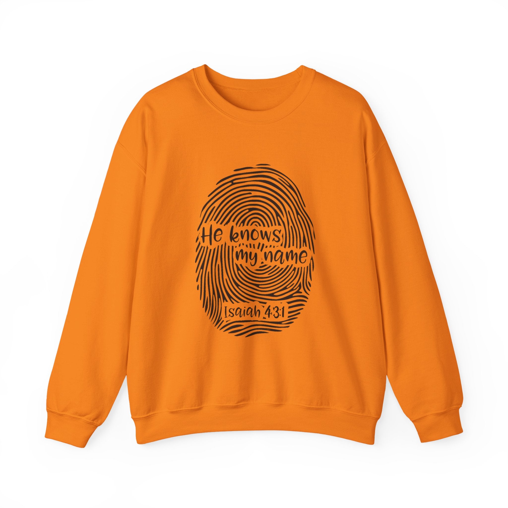 He Knows My Name fingerprint design Sweatshirt | Isaiah 43:1 faith pullover
