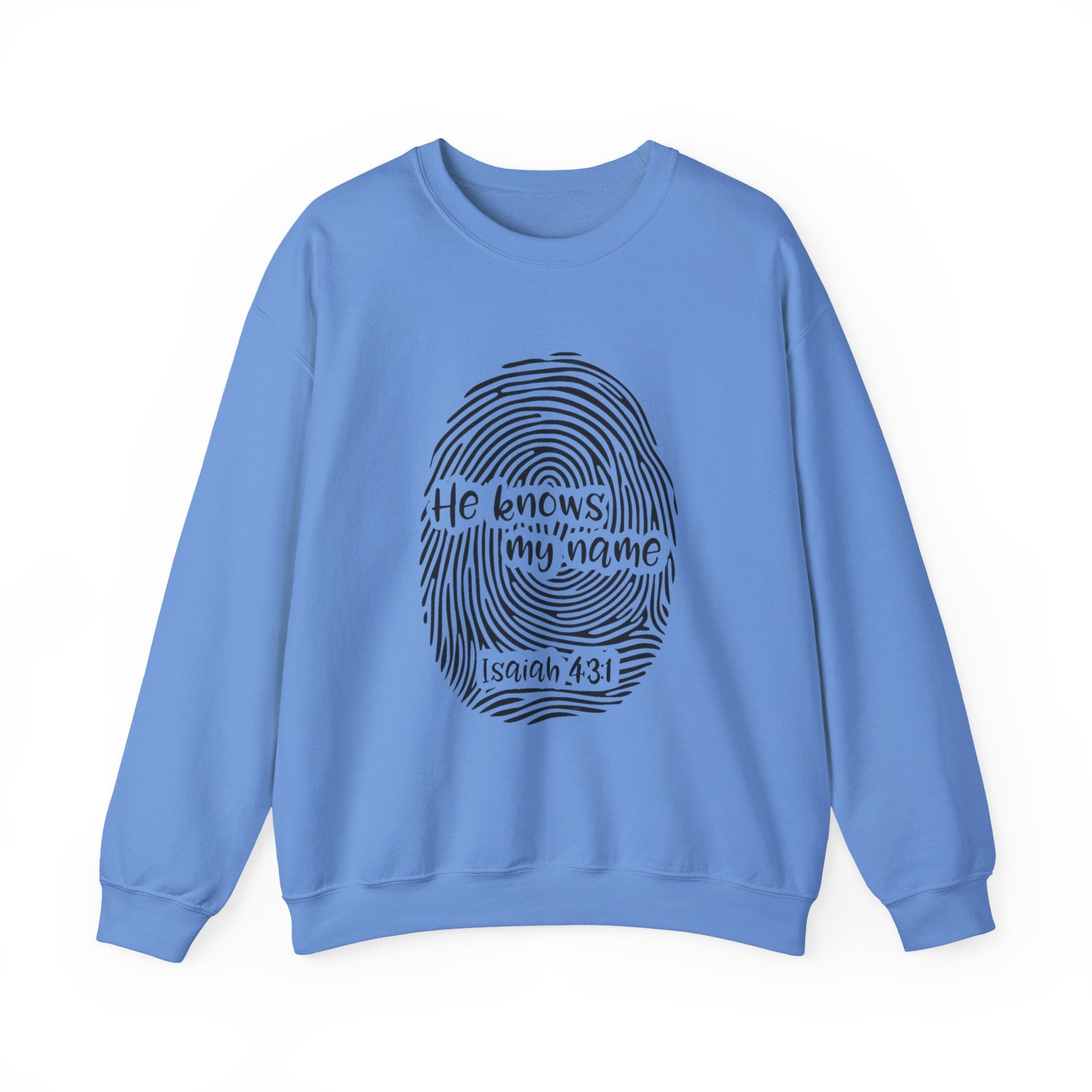 He Knows My Name fingerprint design Sweatshirt | Isaiah 43:1 faith pullover