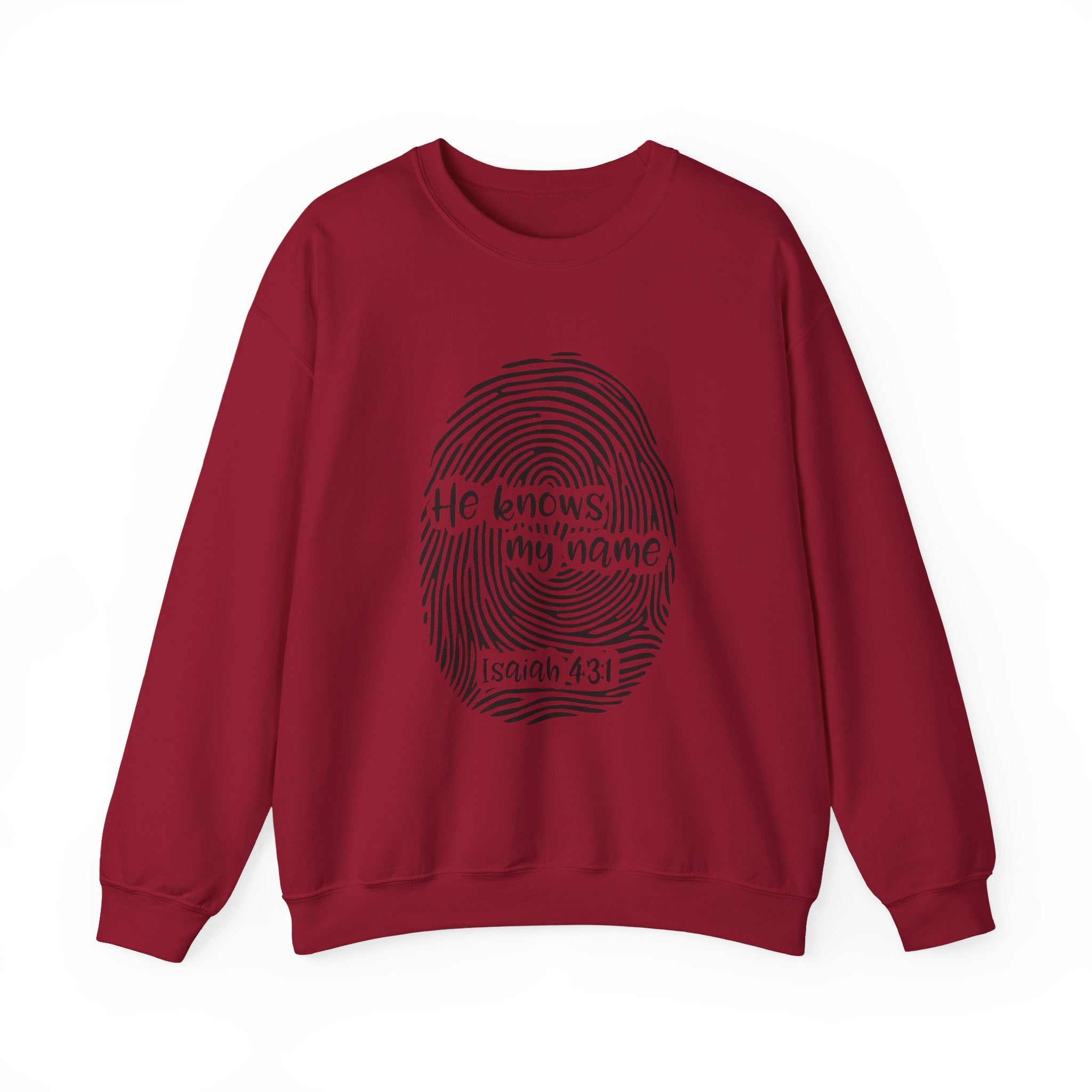 He Knows My Name fingerprint design Sweatshirt | Isaiah 43:1 faith pullover