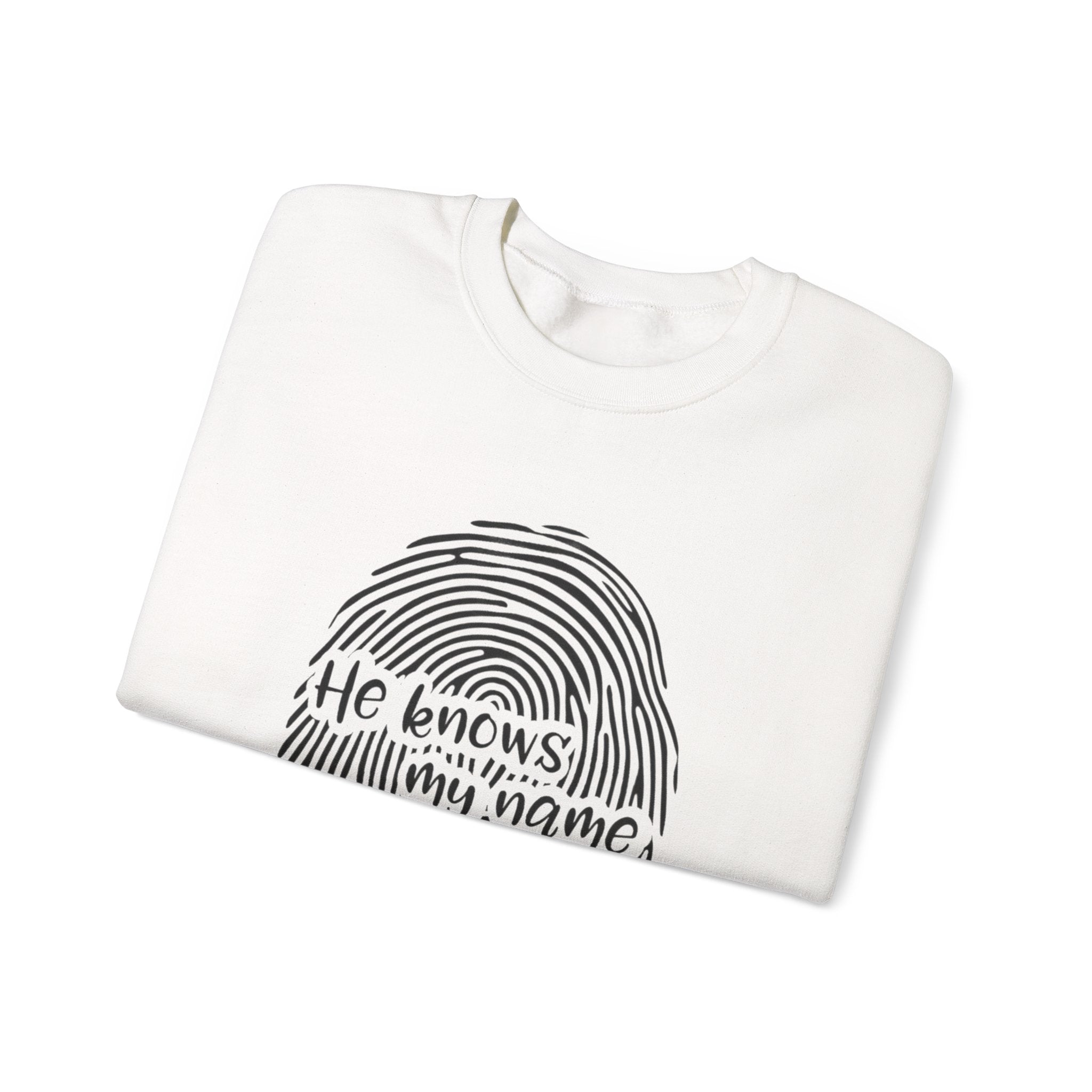 He Knows My Name fingerprint design Sweatshirt | Isaiah 43:1 faith pullover