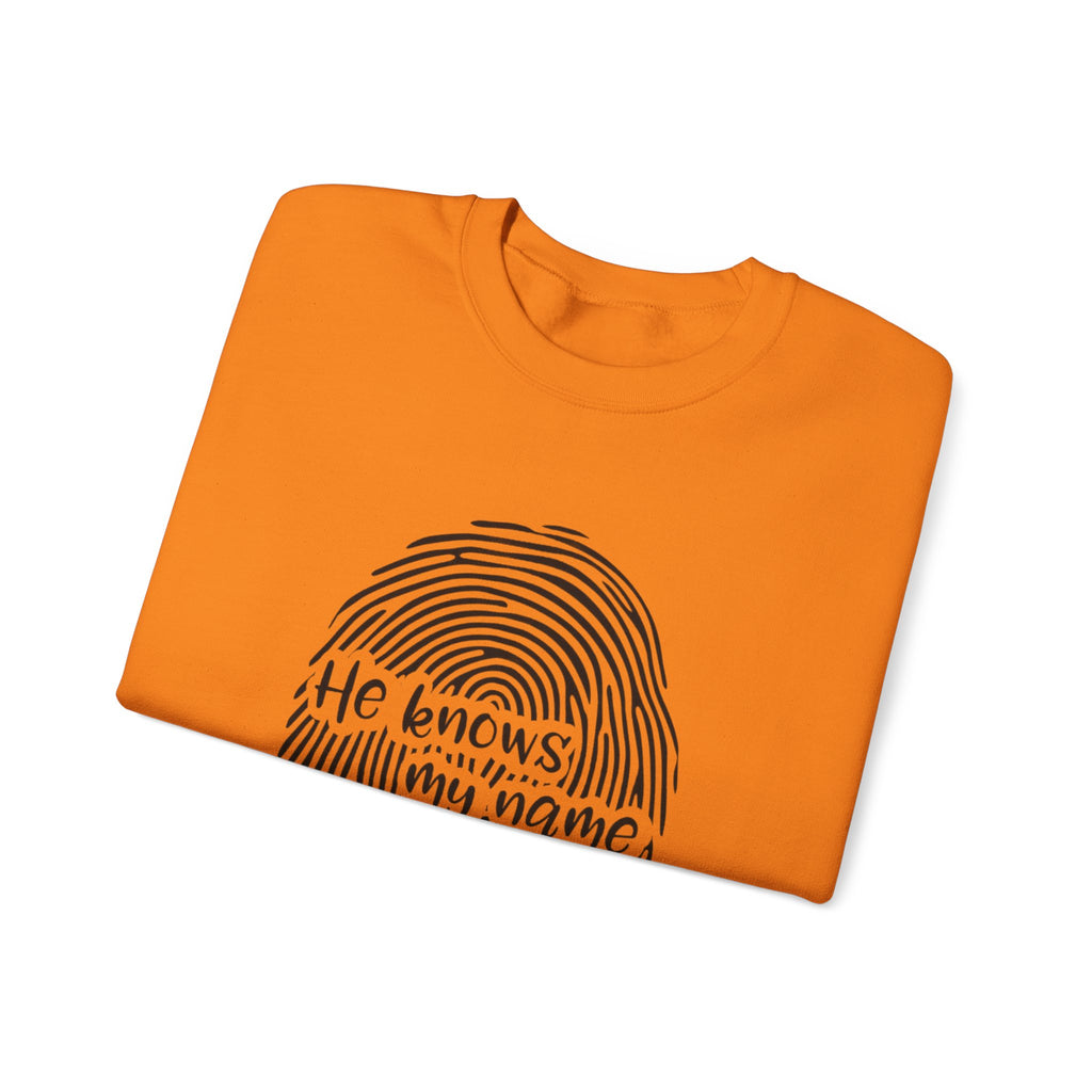 He Knows My Name fingerprint design Sweatshirt | Isaiah 43:1 faith pullover
