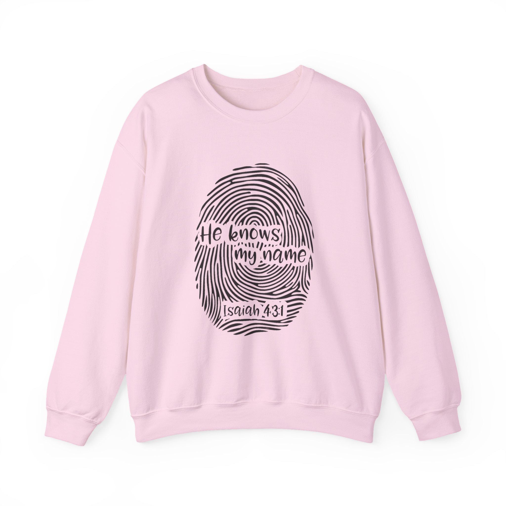 He Knows My Name fingerprint design Sweatshirt | Isaiah 43:1 faith pullover
