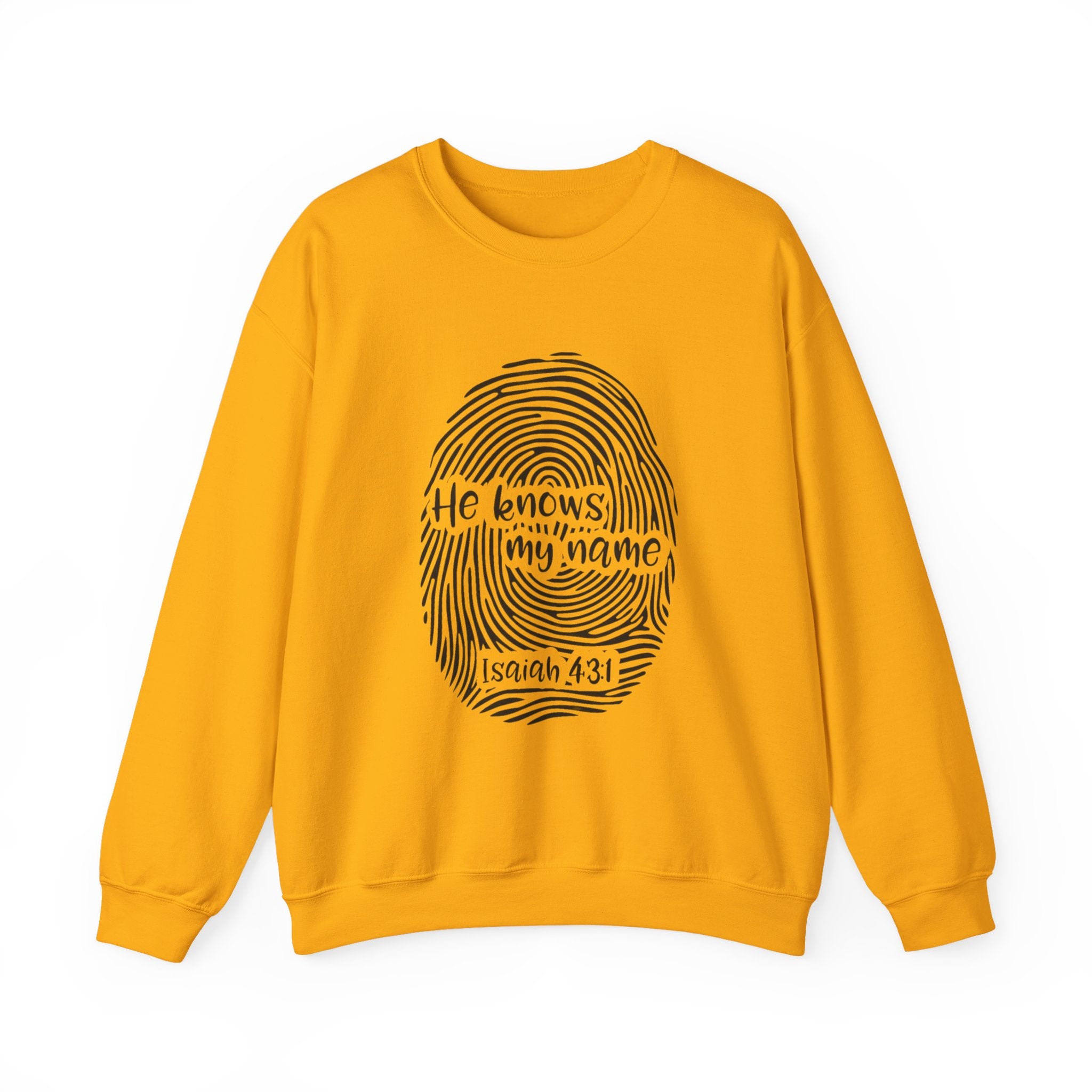 He Knows My Name fingerprint design Sweatshirt | Isaiah 43:1 faith pullover