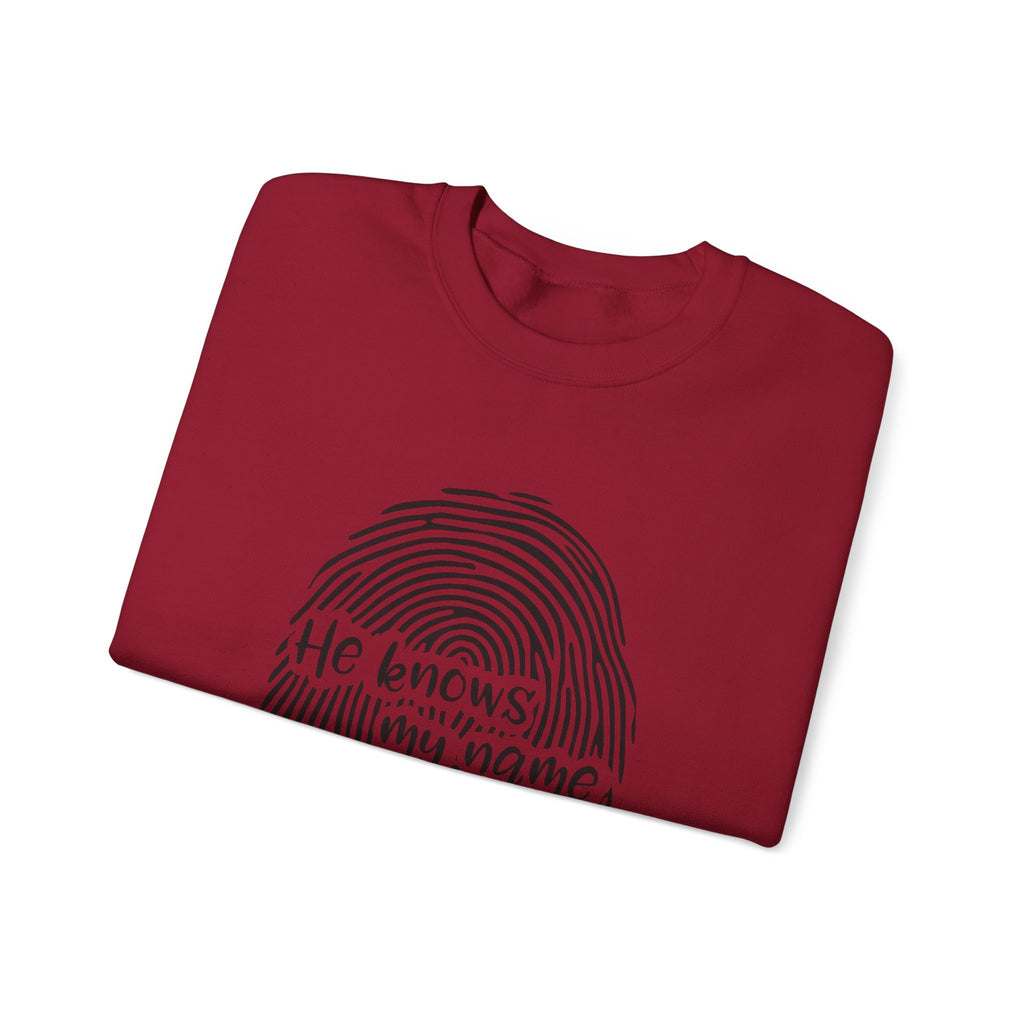 He Knows My Name fingerprint design Sweatshirt | Isaiah 43:1 faith pullover