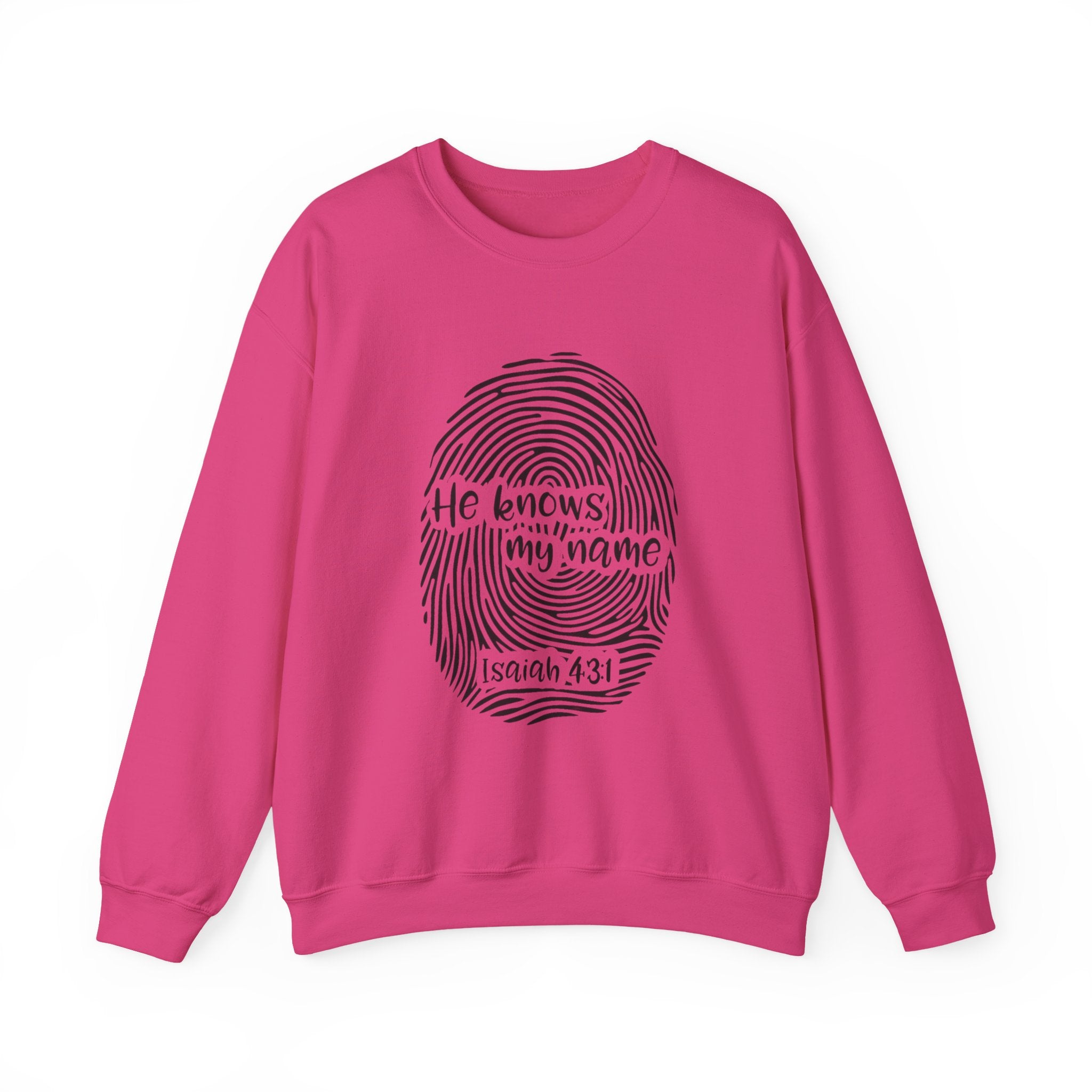 He Knows My Name fingerprint design Sweatshirt | Isaiah 43:1 faith pullover