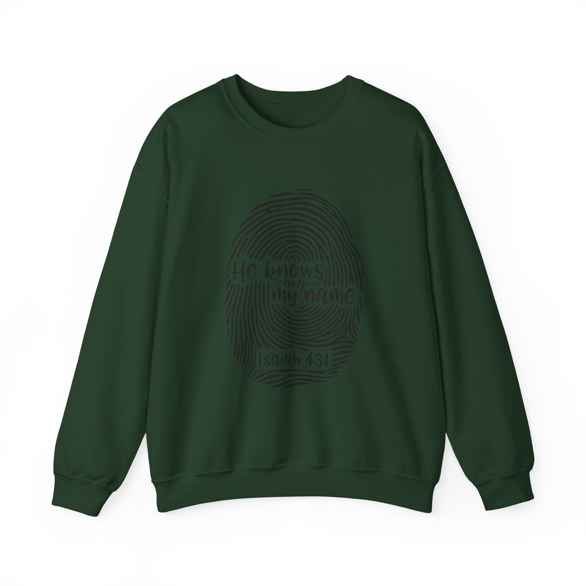 He Knows My Name fingerprint design Sweatshirt | Isaiah 43:1 faith pullover