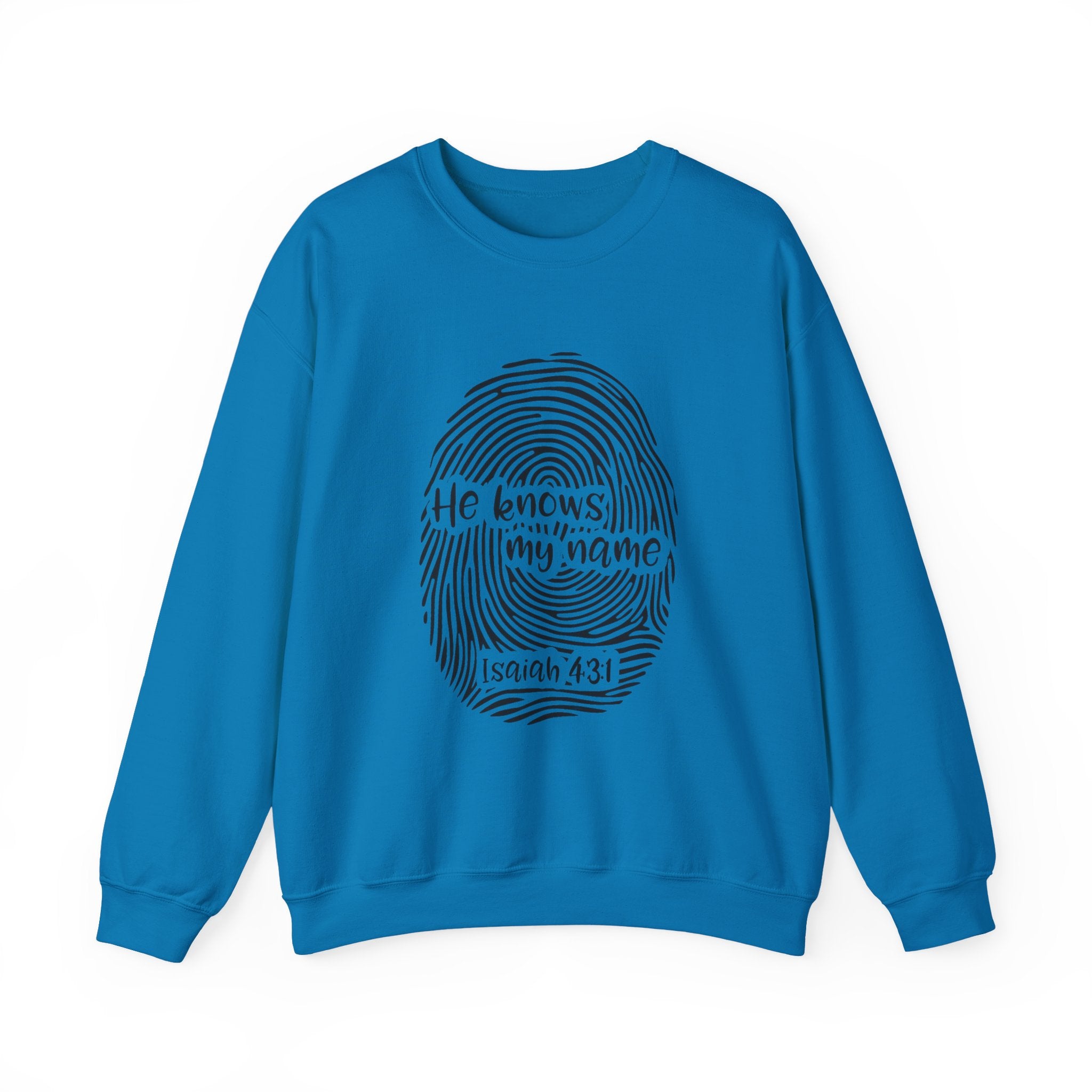 He Knows My Name fingerprint design Sweatshirt | Isaiah 43:1 faith pullover