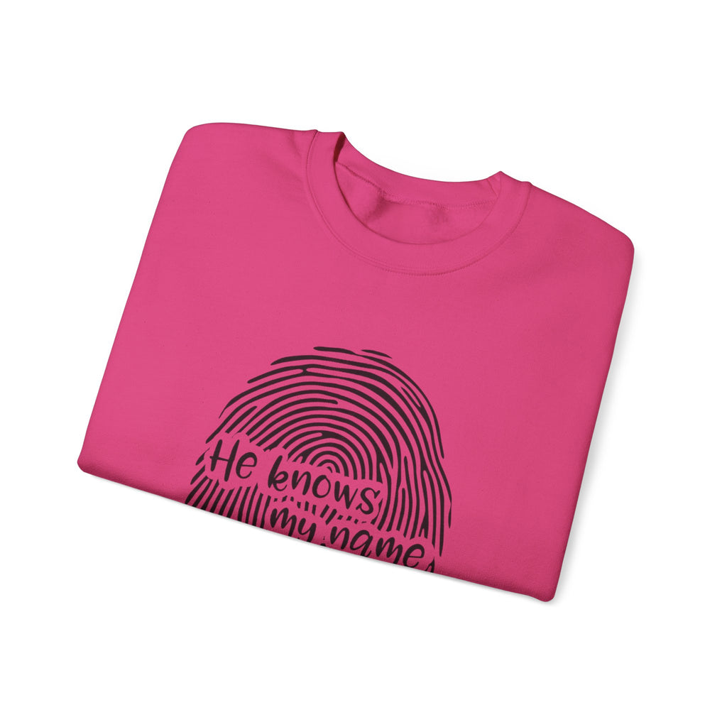 He Knows My Name fingerprint design Sweatshirt | Isaiah 43:1 faith pullover